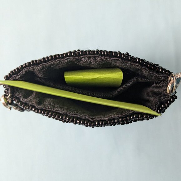 Vintage Black Beaded Phone/Cigarette/Tissue Pouch/Purse with Remove-able Strap - Picture 5 of 14